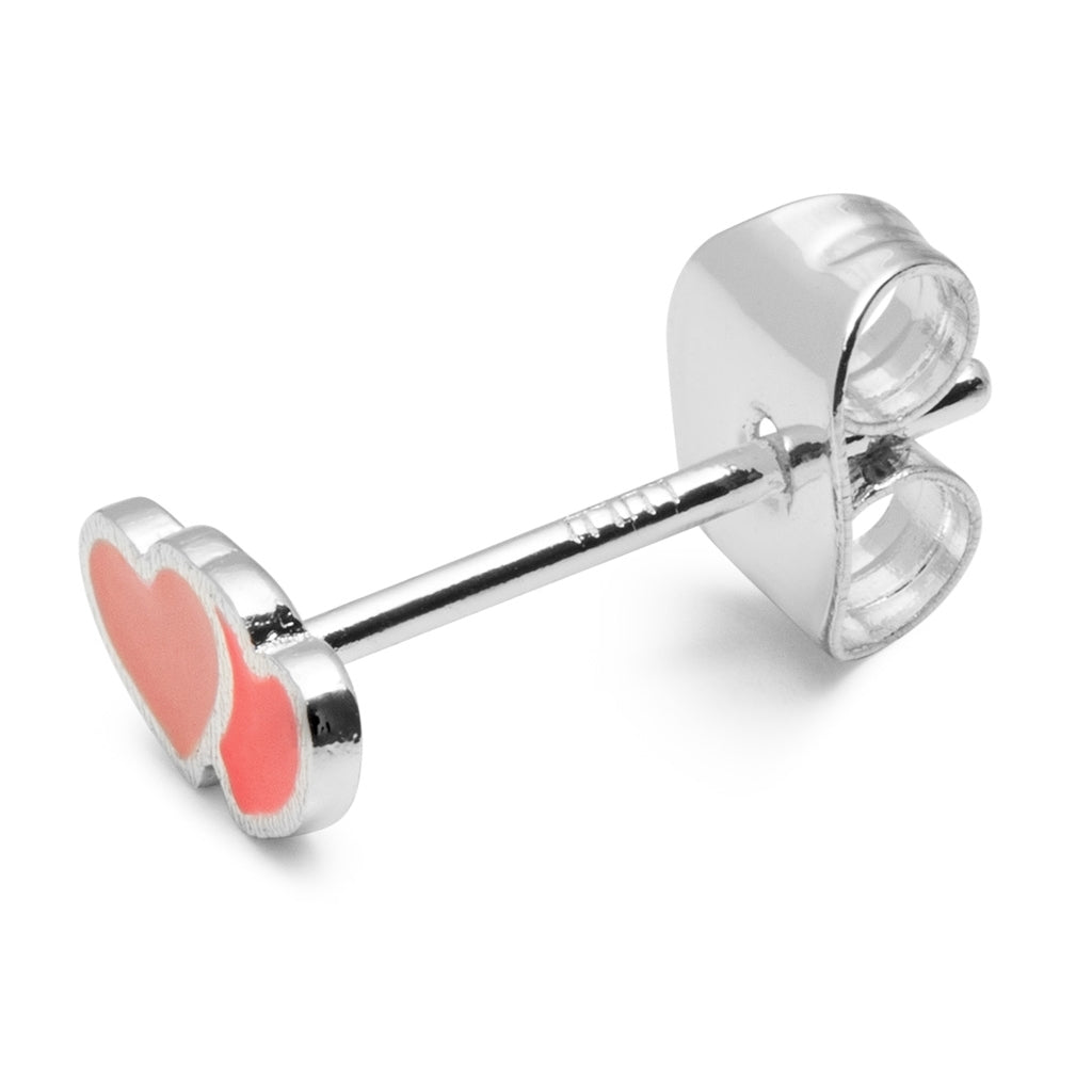 LULU Copenhagen 2Hearts Ohrring 1 stück versilbert Ear stud, 1 pcs Burnt Coral-Orange Coral