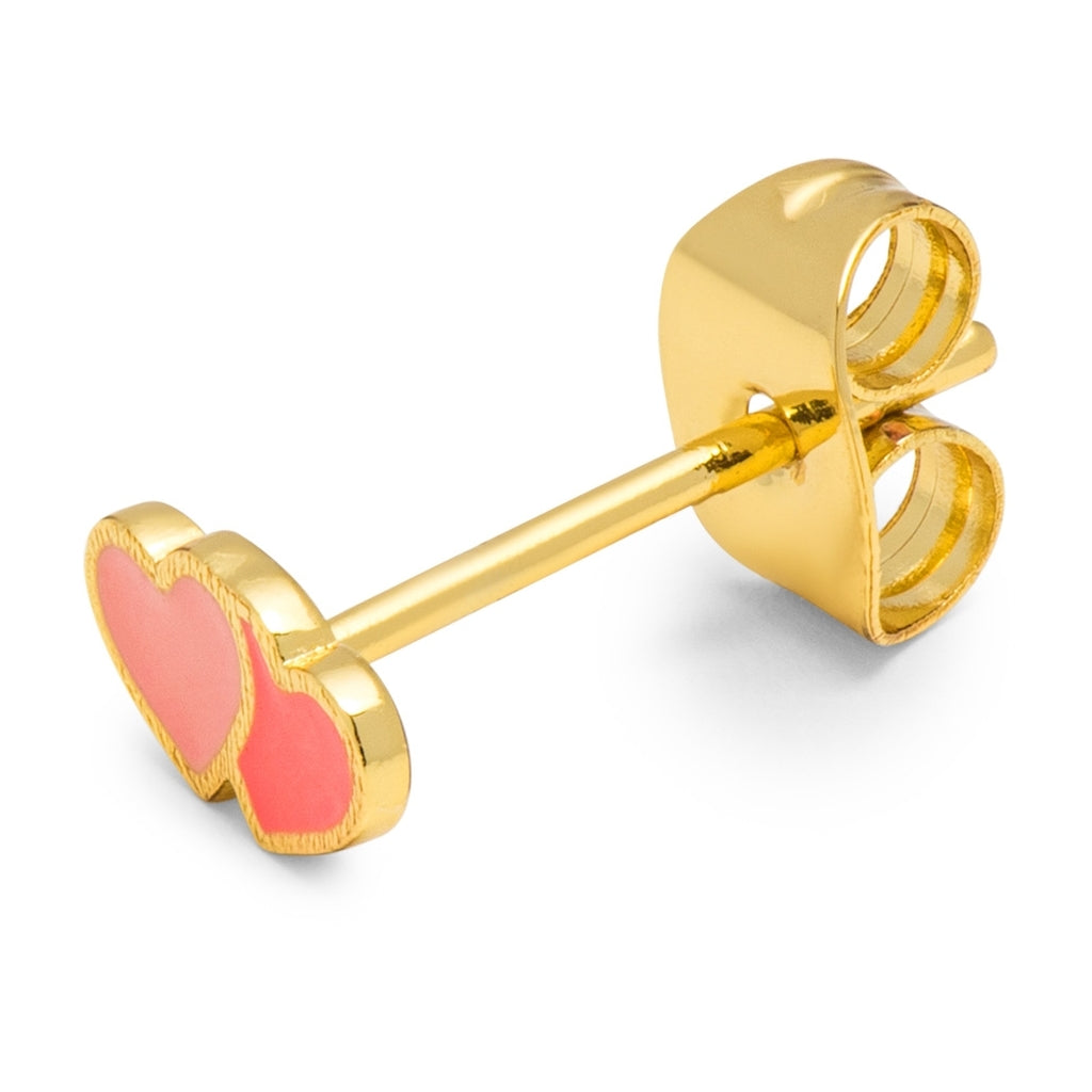 LULU Copenhagen 2Hearts Ohrring 1 stück vergoldet Ear stud, 1 pcs Burnt Coral-Orange Coral