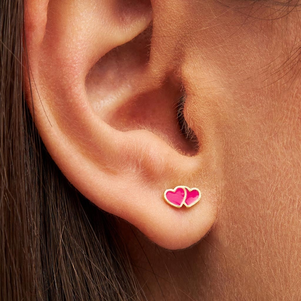 LULU Copenhagen 2Hearts Ohrring 1 stück vergoldet Ear stud, 1 pcs Plum