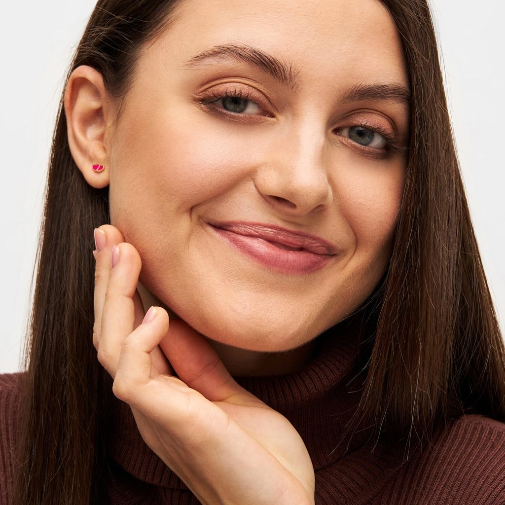 LULU Copenhagen 2Hearts Ohrring 1 stück vergoldet Ear stud, 1 pcs Plum