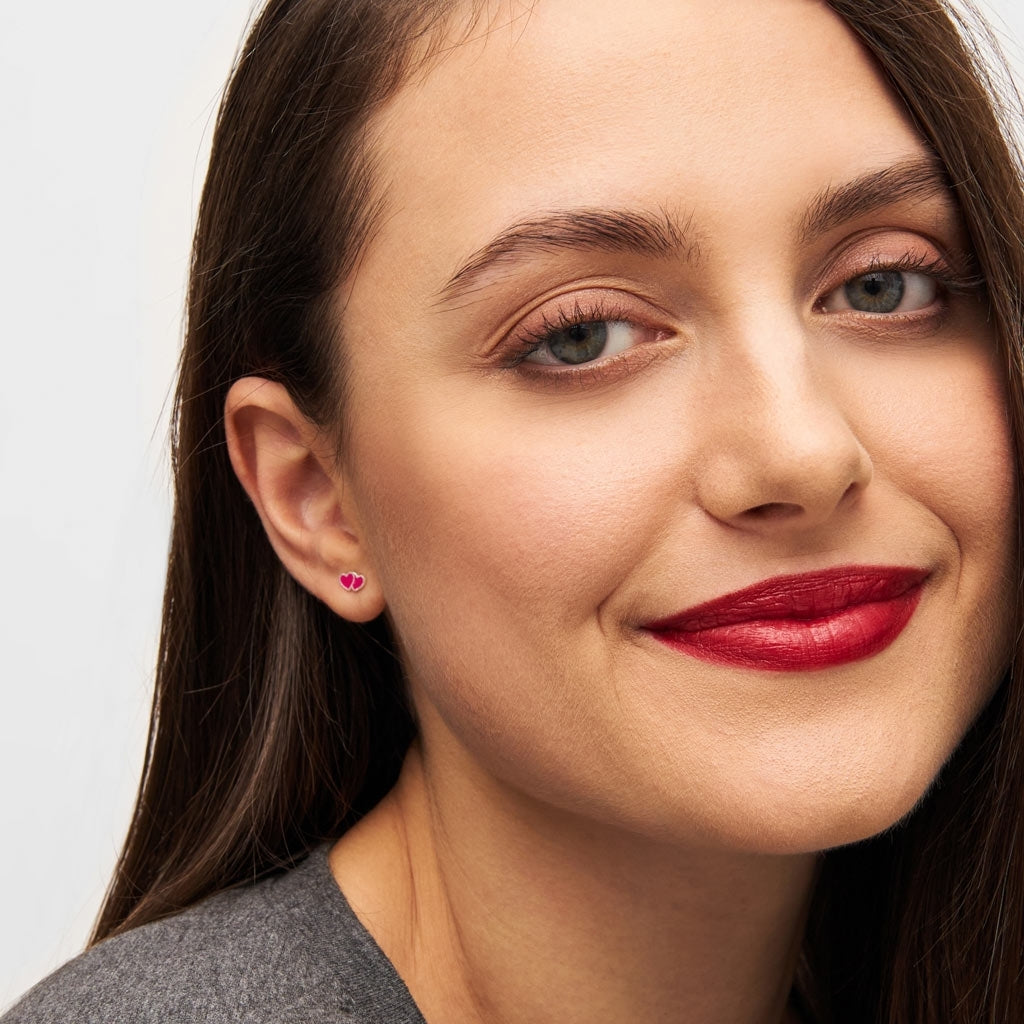 LULU Copenhagen 2Hearts Ohrring 1 stück versilbert Ear stud, 1 pcs Plum