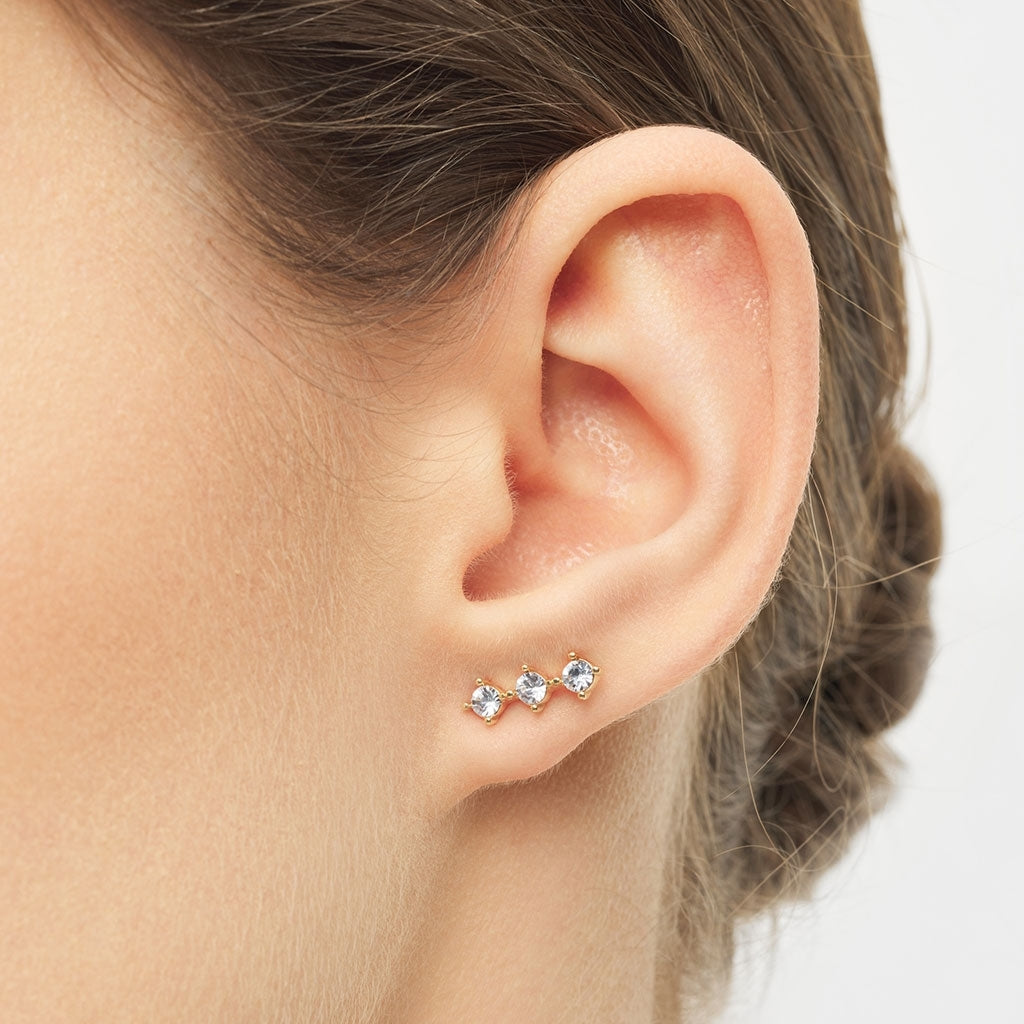 LULU Copenhagen 3 Crystals 1 stück Ear stud, 1 pcs Silk