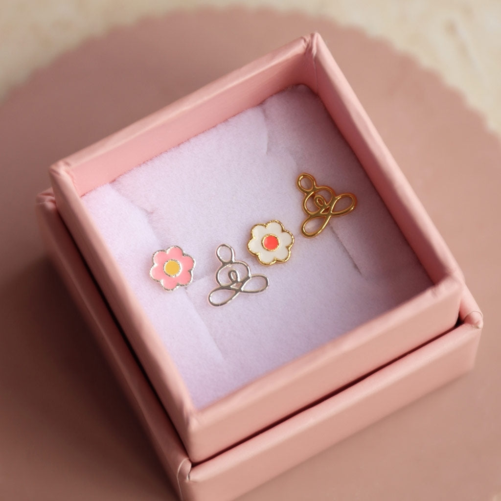 LULU Copenhagen Anemone Ohrring 1 stück versilbert Ear stud, 1 pcs Yellow-Pink