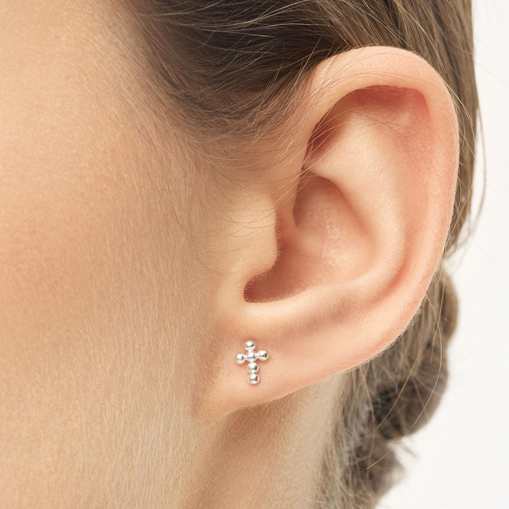LULU Copenhagen Bouquet Cross 1 stück Ear stud, 1 pcs Silver Plated