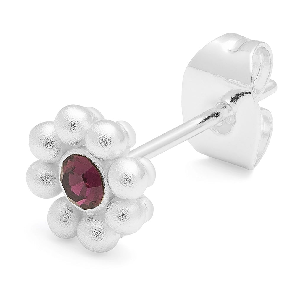 LULU Copenhagen Bouquet Crystal Flower 1 stück - Versilbert Ear stud, 1 pcs Amethyst