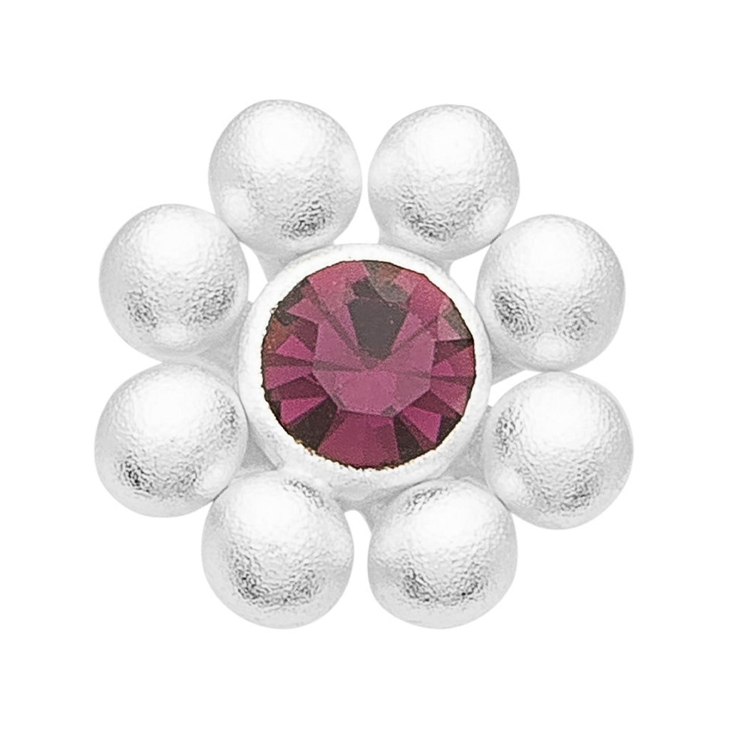 LULU Copenhagen Bouquet Crystal Flower 1 stück - Versilbert Ear stud, 1 pcs Amethyst