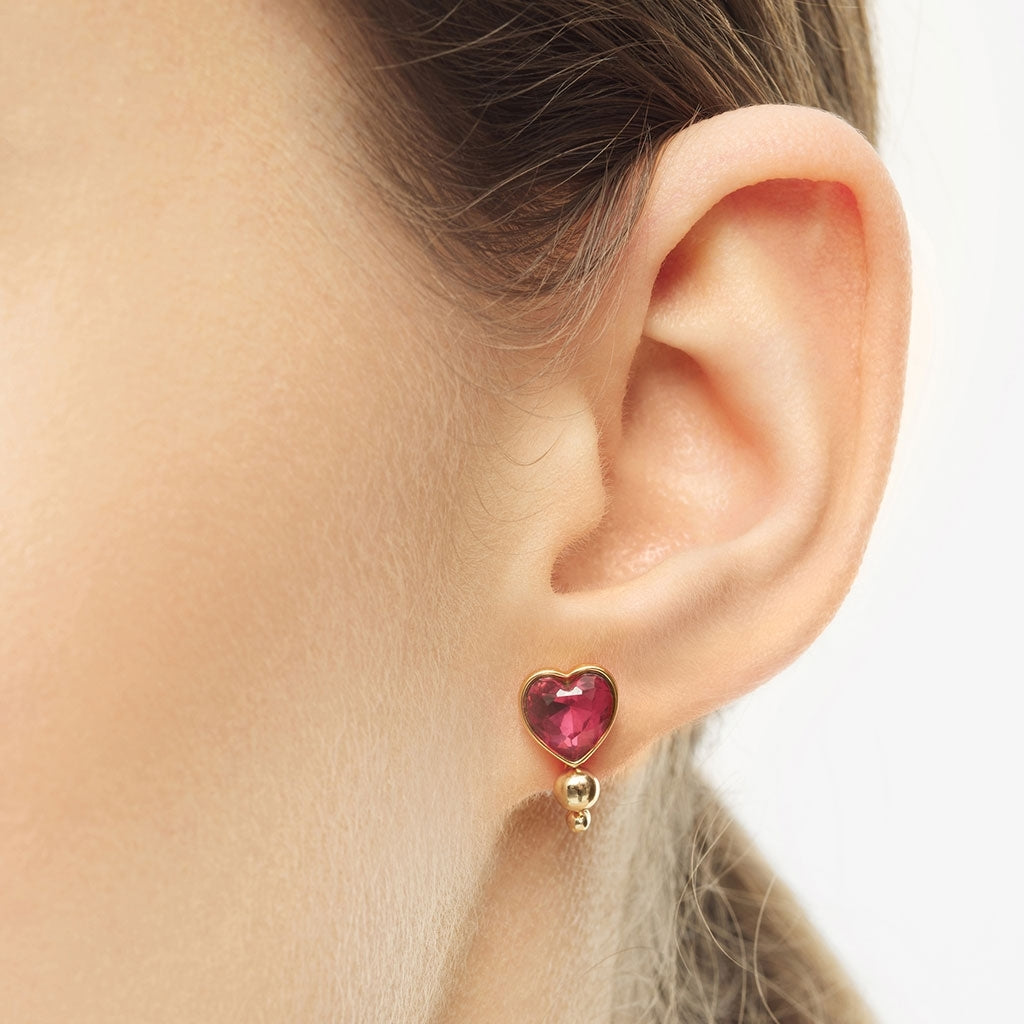 LULU Copenhagen Bouquet Crystal Heart Ohrring 1 stück Ear stud, 1 pcs Vergoldet
