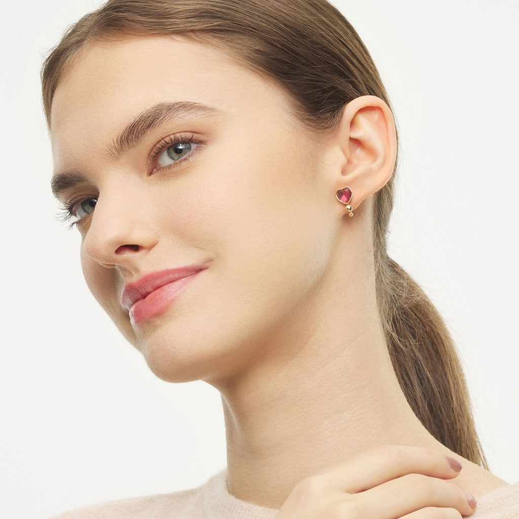 LULU Copenhagen Bouquet Crystal Heart Ohrring 1 stück Ear stud, 1 pcs Vergoldet