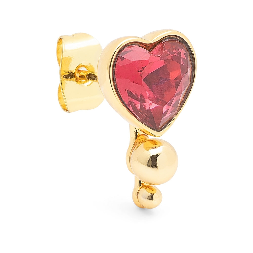 LULU Copenhagen Bouquet Crystal Heart Ohrring 1 stück Ear stud, 1 pcs Vergoldet