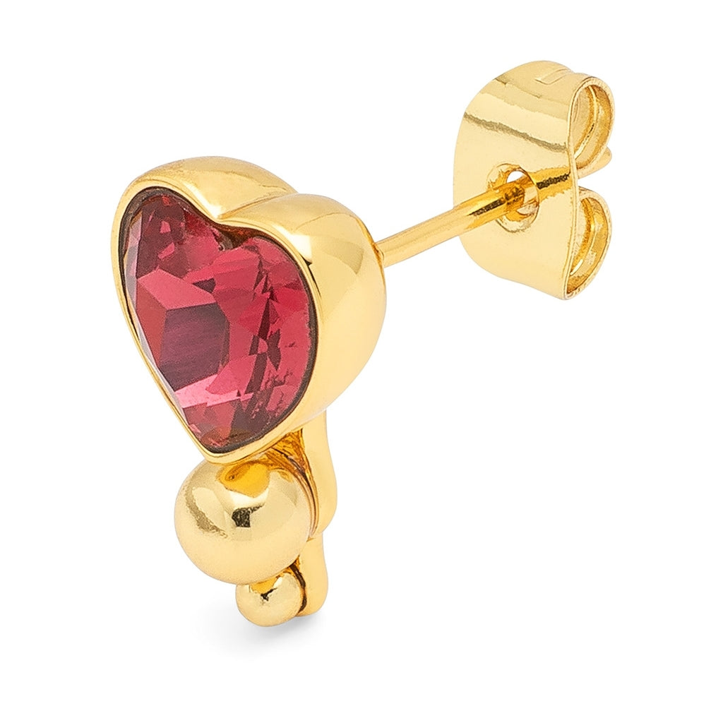 LULU Copenhagen Bouquet Crystal Heart Ohrring 1 stück Ear stud, 1 pcs Vergoldet