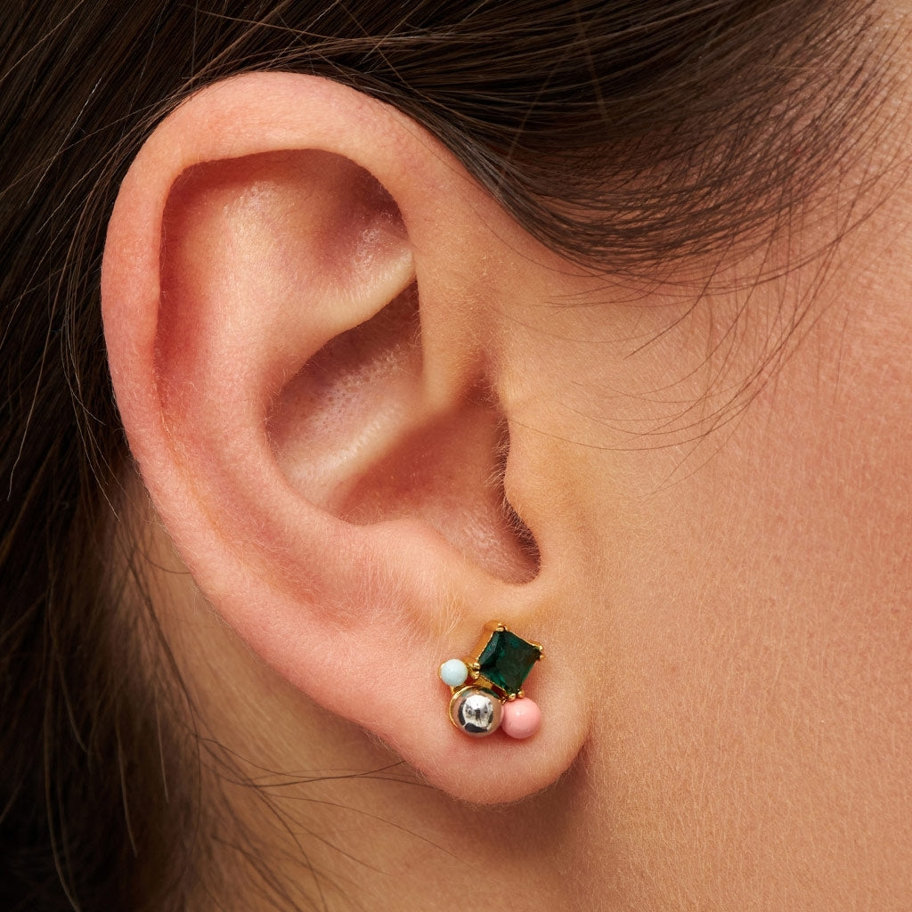 LULU Copenhagen Bouquet Green Bling Ohrring 1 stück Ear stud, 1 pcs Vergoldet