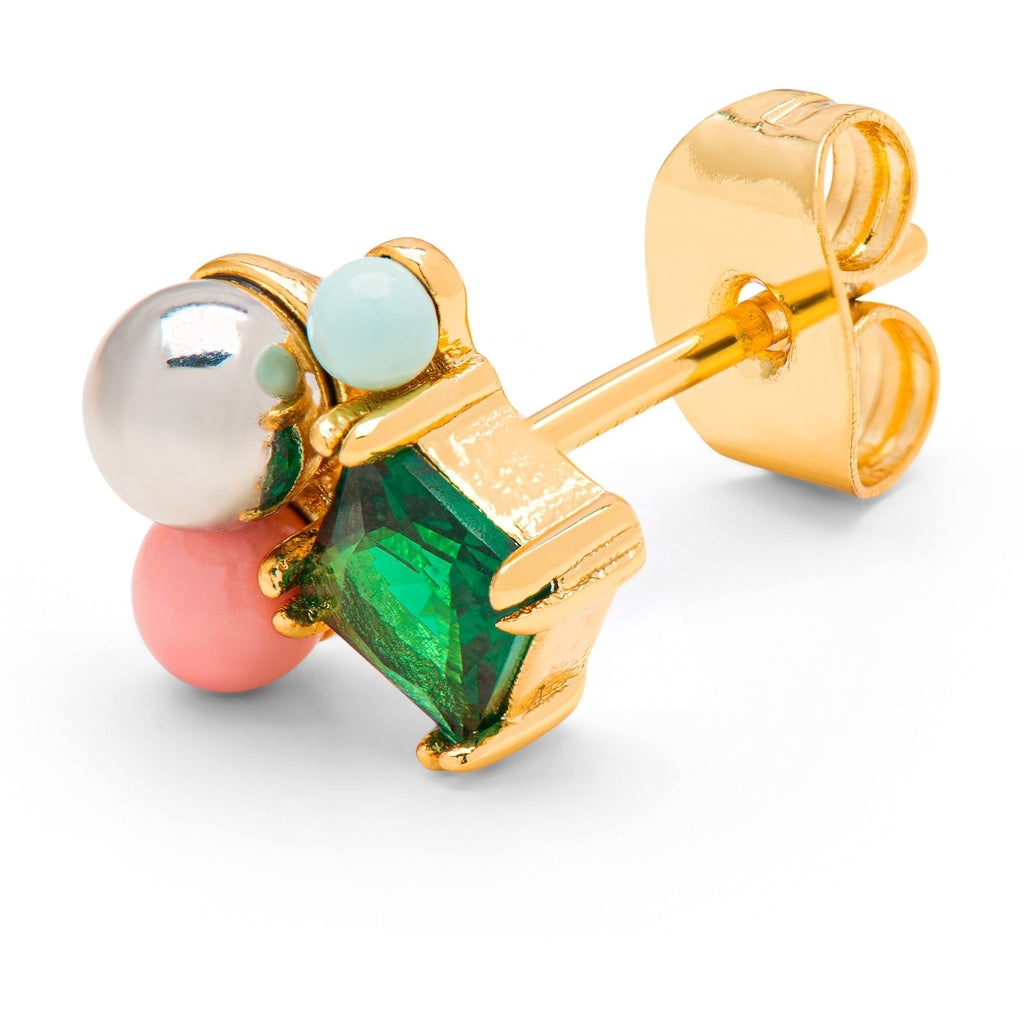 LULU Copenhagen Bouquet Green Bling Ohrring 1 stück Ear stud, 1 pcs Vergoldet