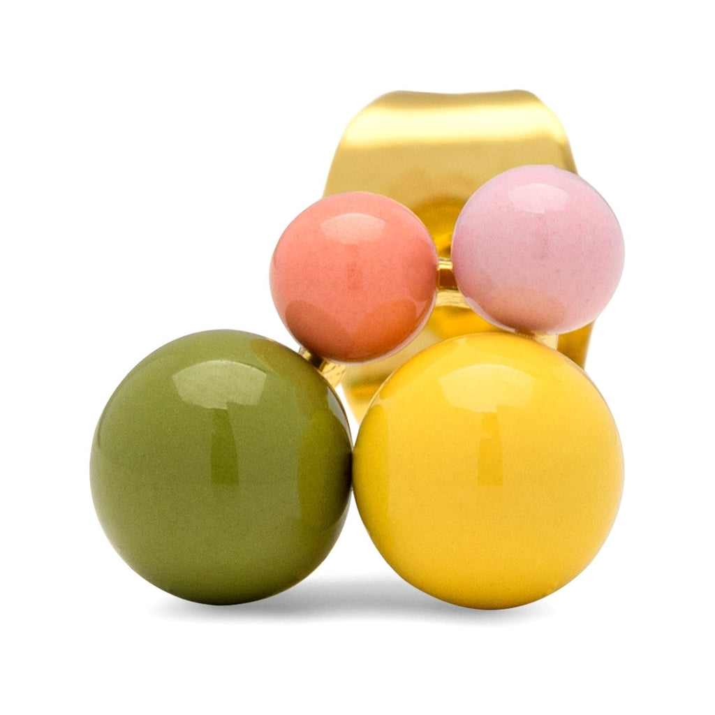 LULU Copenhagen Bouquet Green Yellow Ohrring 1 stück Ear stud, 1 pcs Vergoldet
