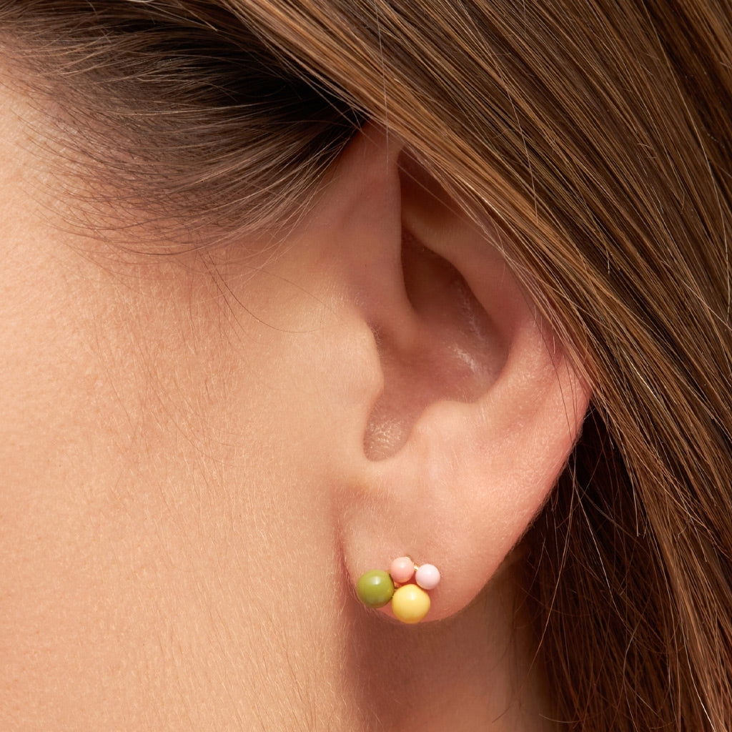 LULU Copenhagen Bouquet Green Yellow Ohrring 1 stück Ear stud, 1 pcs Vergoldet