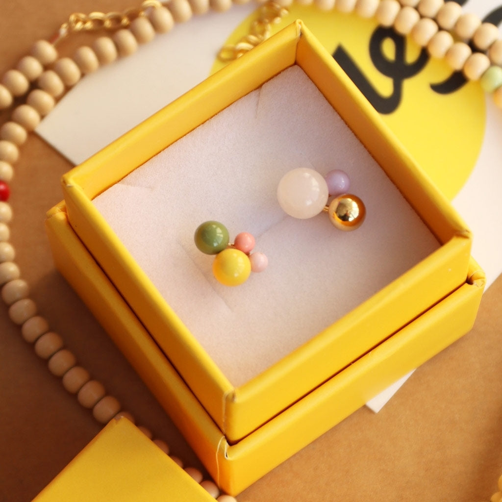 LULU Copenhagen Bouquet Green Yellow Ohrring 1 stück Ear stud, 1 pcs Vergoldet