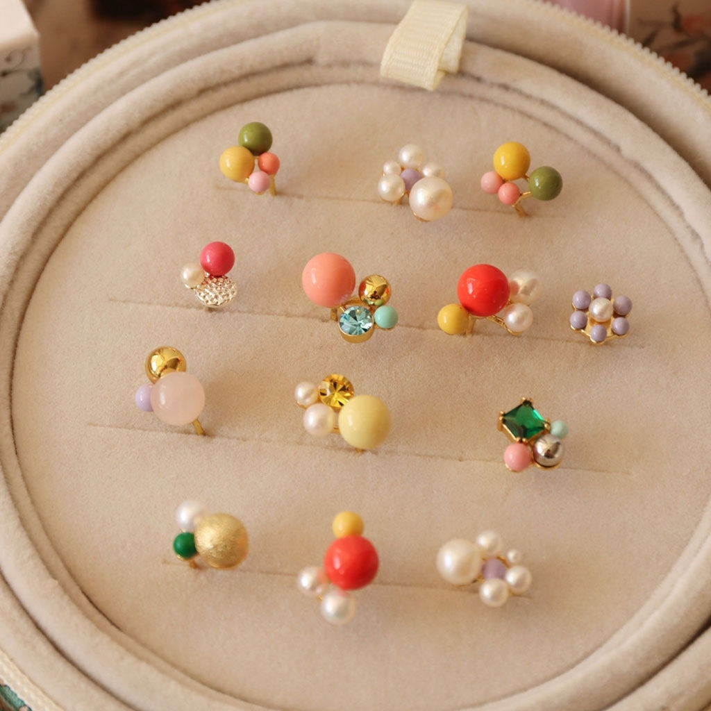 LULU Copenhagen Bouquet Green Yellow Ohrring 1 stück Ear stud, 1 pcs Vergoldet