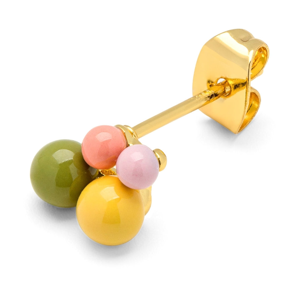 LULU Copenhagen Bouquet Green Yellow Ohrring 1 stück Ear stud, 1 pcs Vergoldet