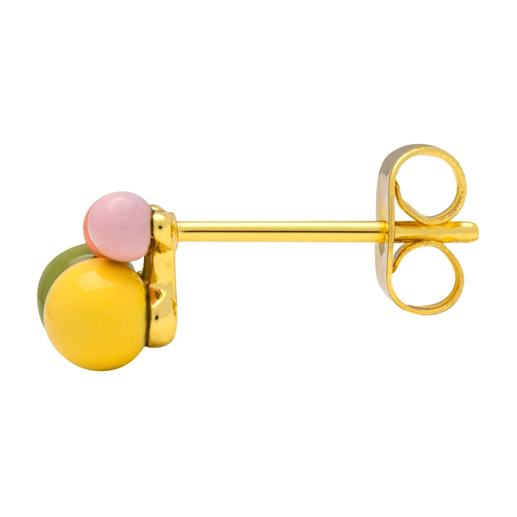 LULU Copenhagen Bouquet Green Yellow Ohrring 1 stück Ear stud, 1 pcs Vergoldet
