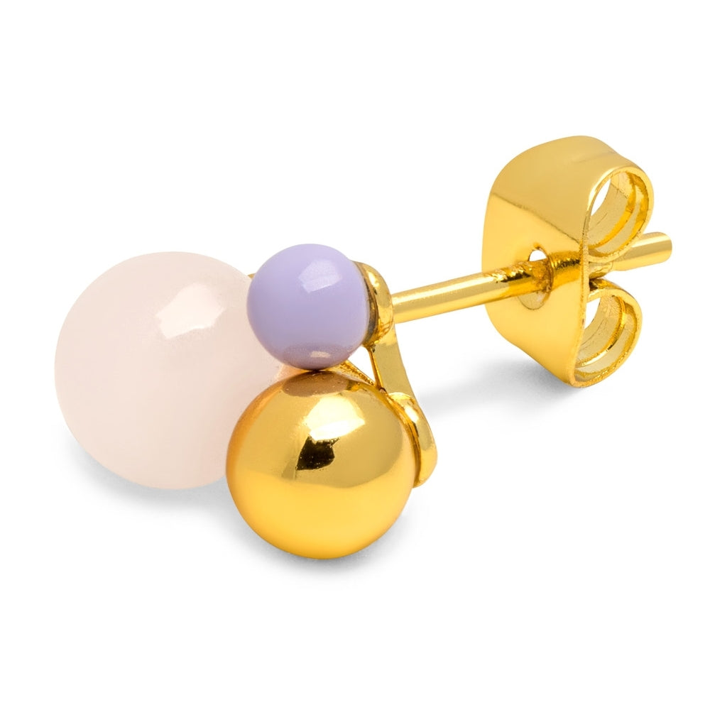LULU Copenhagen Bouquet Rose Quartz Ohrring 1 stück Ear stud, 1 pcs Vergoldet