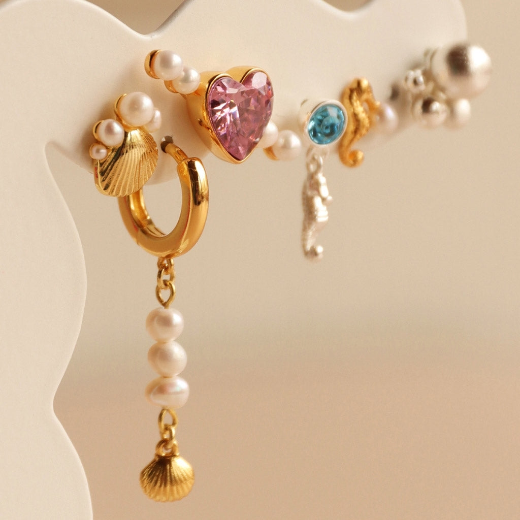 LULU Copenhagen Bouquet Shell & Pearls Ohrring 1 stück Ear stud, 1 pcs Vergoldet