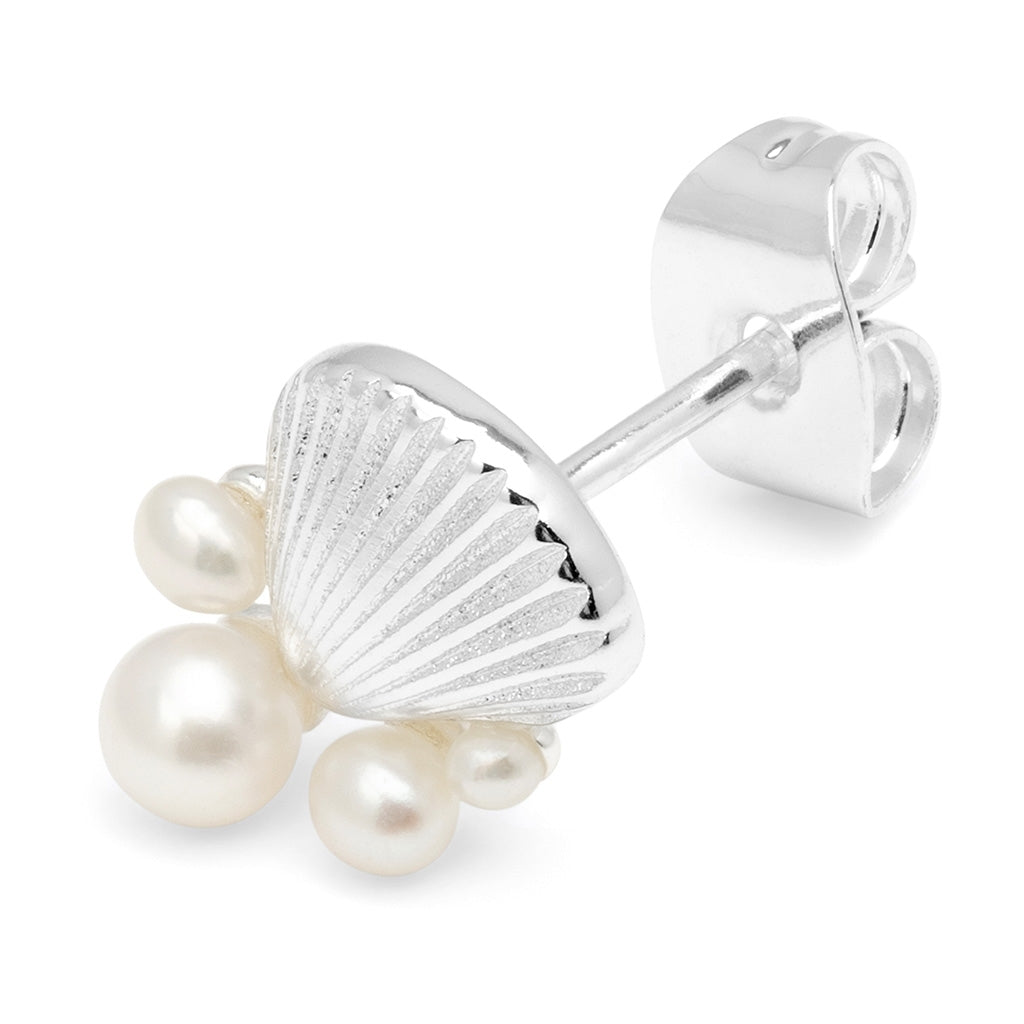 LULU Copenhagen Bouquet Shell & Pearls Ohrring 1 stück Ear stud, 1 pcs Silver Plated