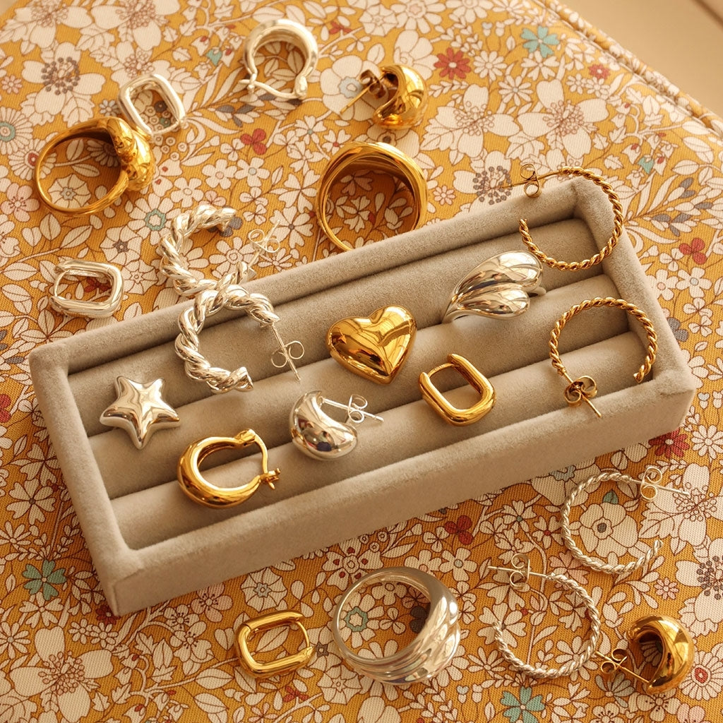 LULU Copenhagen Bubble Heart Ohrring 1 Stück - vergoldet Ear stud, 1 pcs Vergoldet