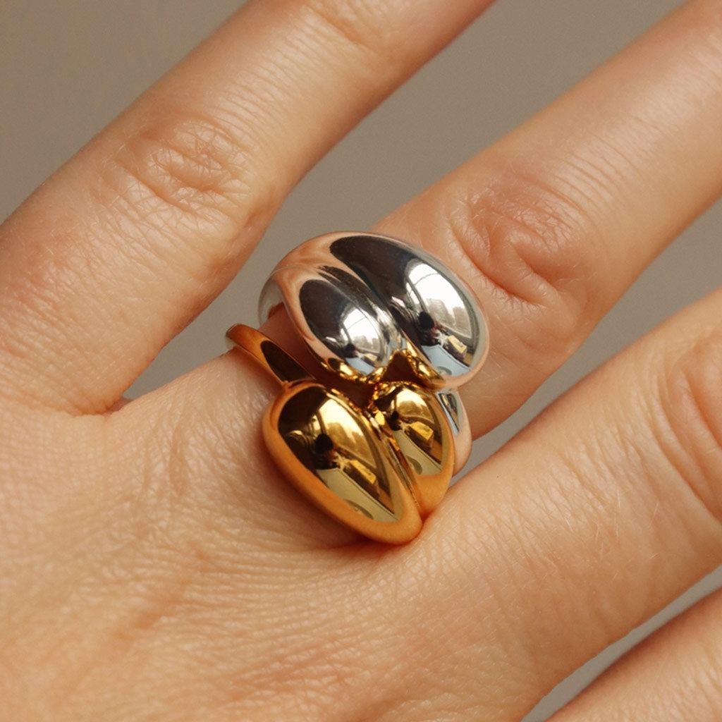 LULU Copenhagen Chunky Soft Drops Ring - Silber Rings Silber