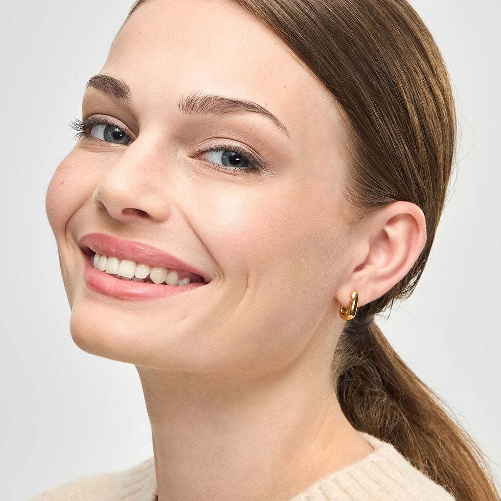LULU Copenhagen Chunky Square Hoops paar - vergoldet Hoops Vergoldet