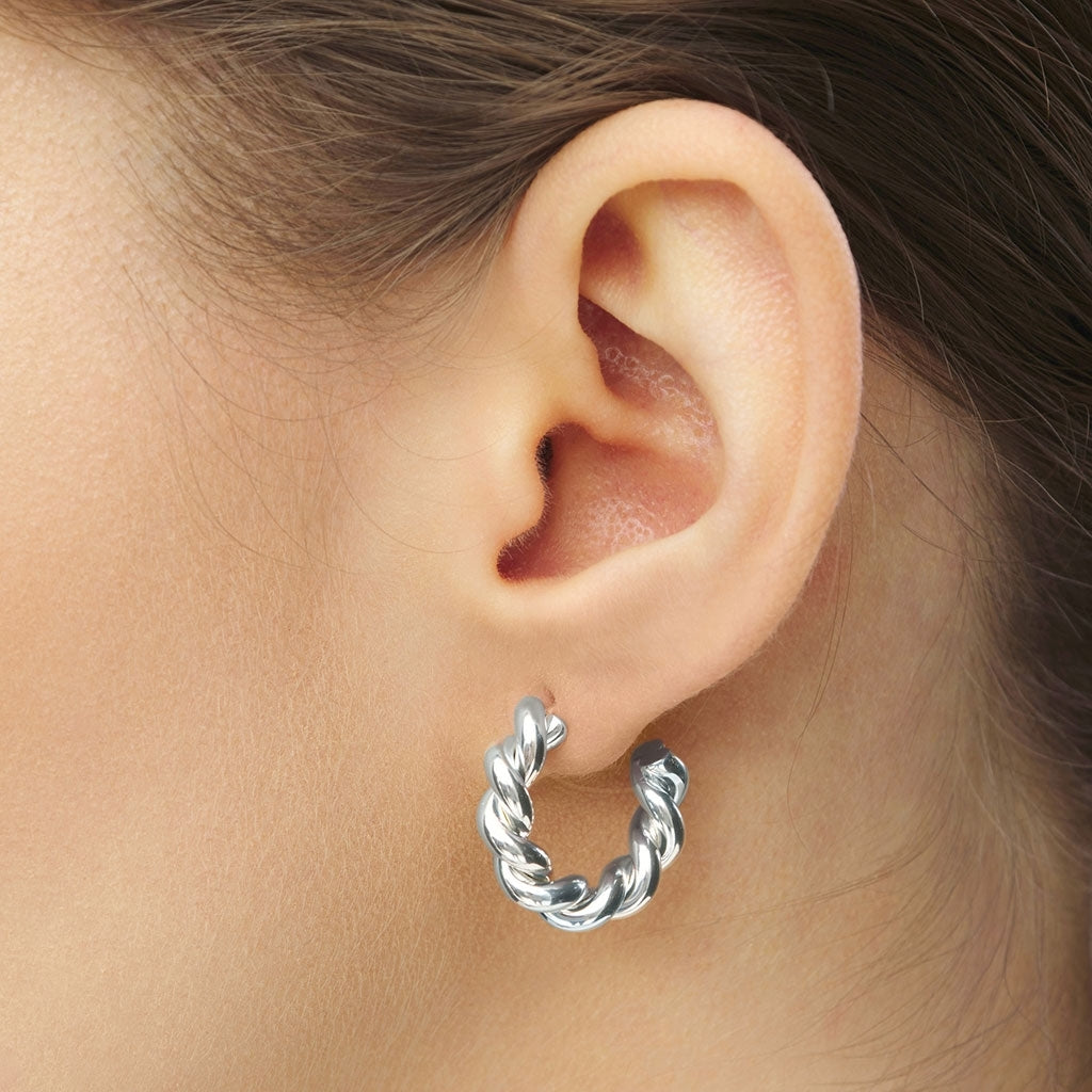 LULU Copenhagen Chunky Twisted Hoops paar - versilbert Hoops Silver Plated