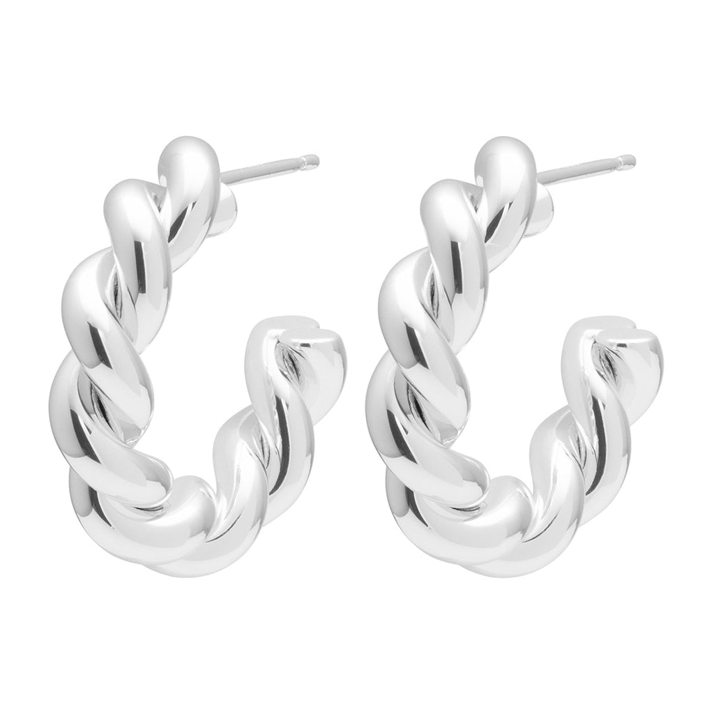 LULU Copenhagen Chunky Twisted Hoops paar - versilbert Hoops Silver Plated
