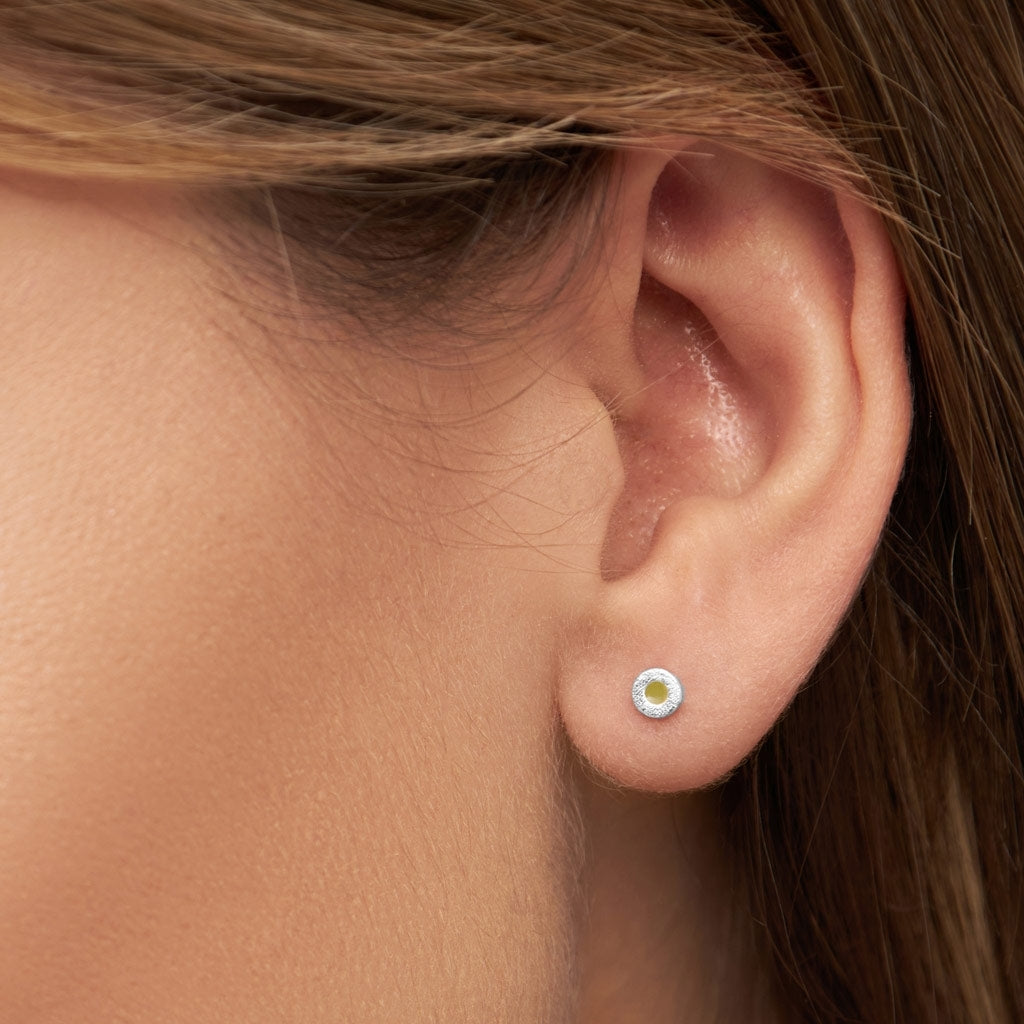 LULU Copenhagen Circle Small Ohrring 1 stück versilbert Ear stud, 1 pcs Willow Green