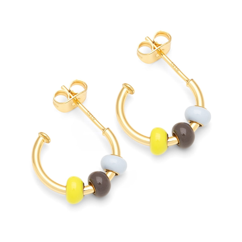 LULU Copenhagen Color Ball 3 Hoops paar - Vergoldetes Hoops Poetry