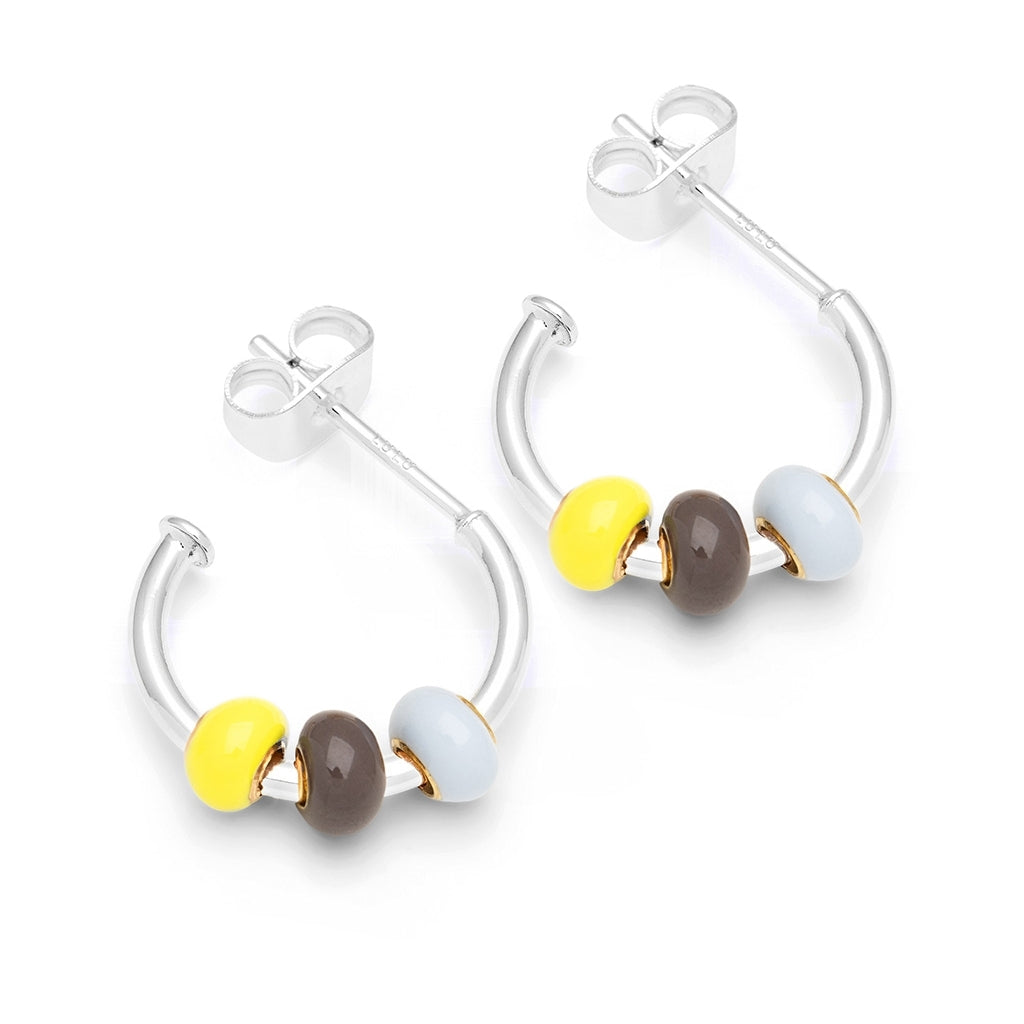 LULU Copenhagen Color Ball 3 Hoops paar - Versilbert Hoops Poetry