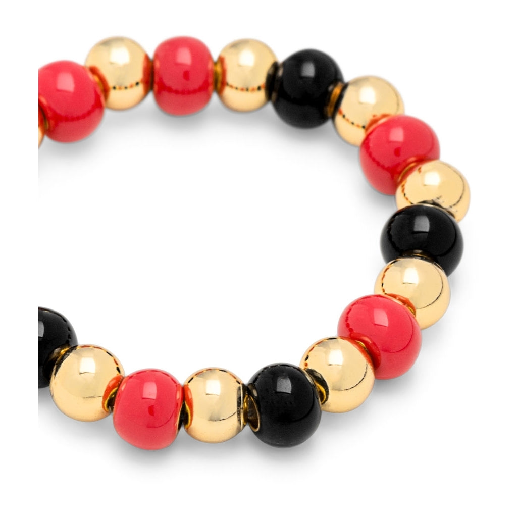 LULU Copenhagen Color Ball Beads Ring Rings Hot Coral/Black/Gold Plated