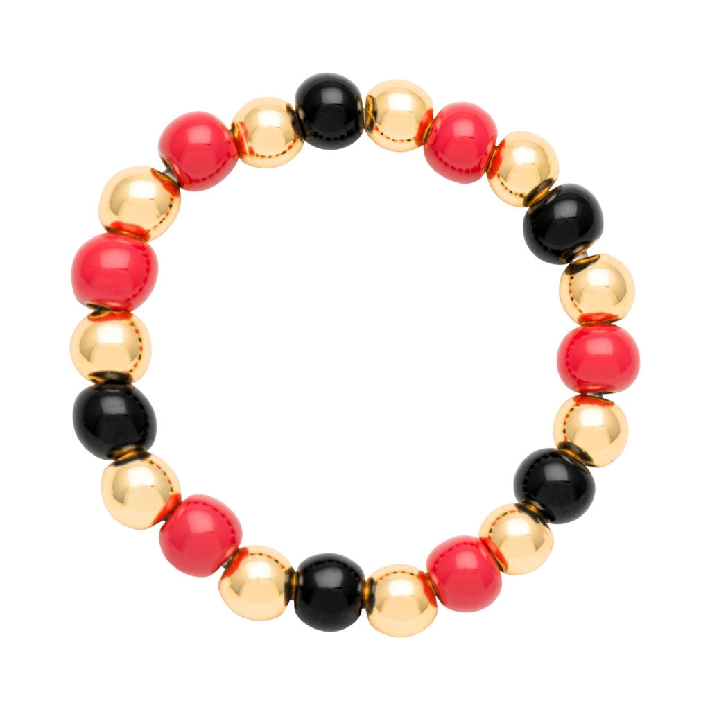LULU Copenhagen Color Ball Beads Ring Rings Hot Coral/Black/Gold Plated