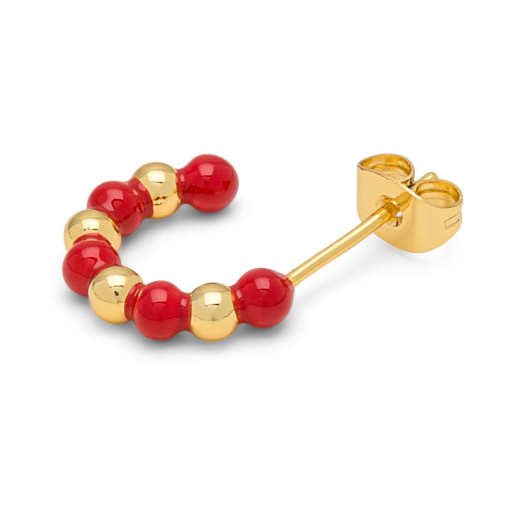 LULU Copenhagen Color Ball Beads Hoops paar Hoops Gold Plated/Passion Red