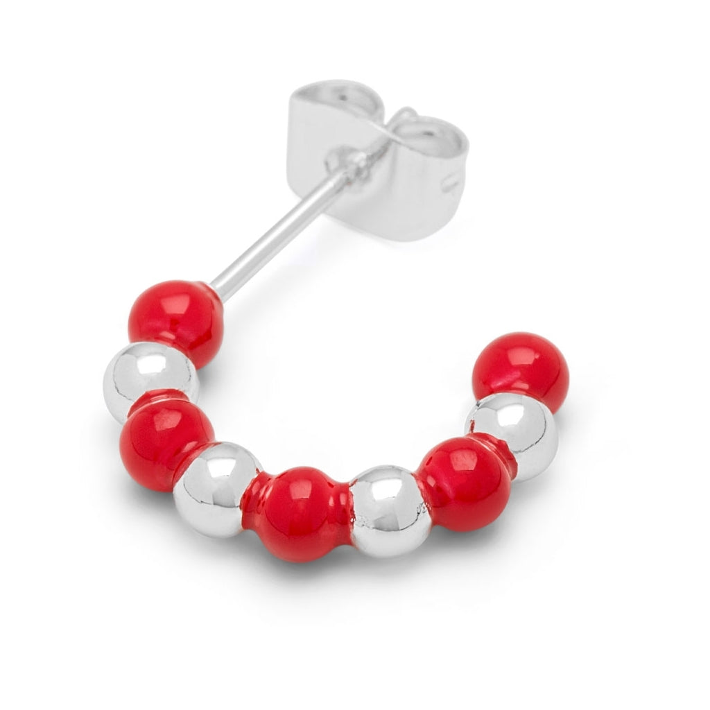 LULU Copenhagen Color Ball Beads Hoops paar Hoops Silver Plated/Passion Red