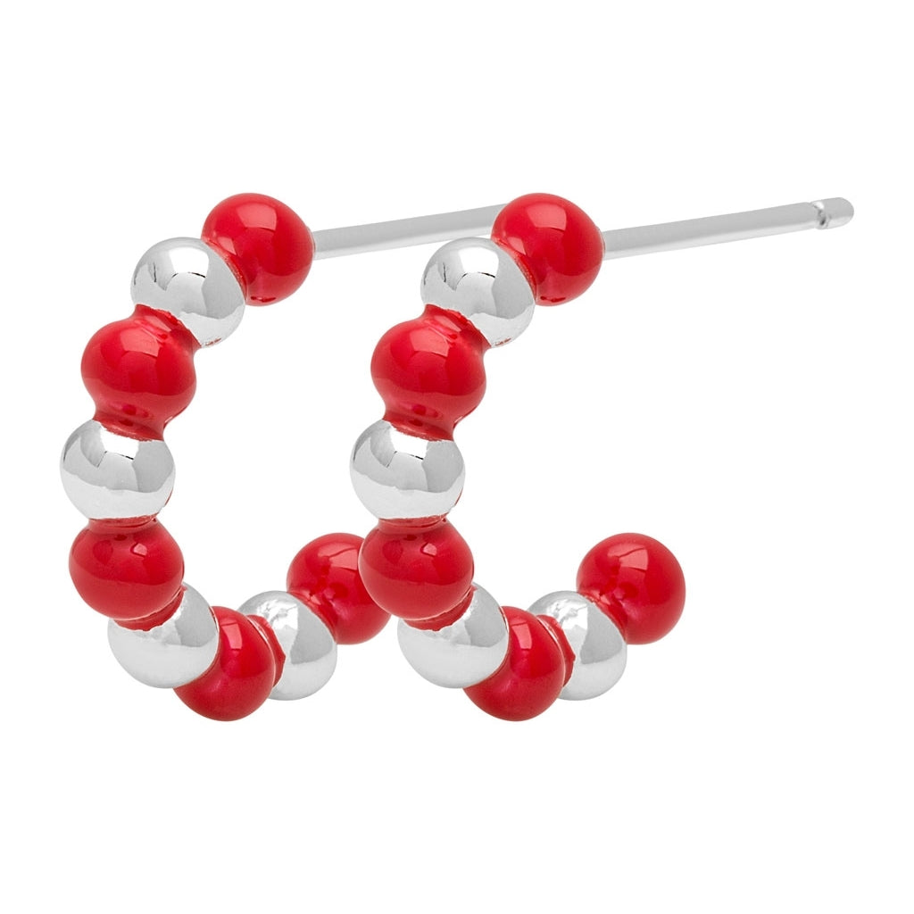 LULU Copenhagen Color Ball Beads Hoops paar Hoops Silver Plated/Passion Red