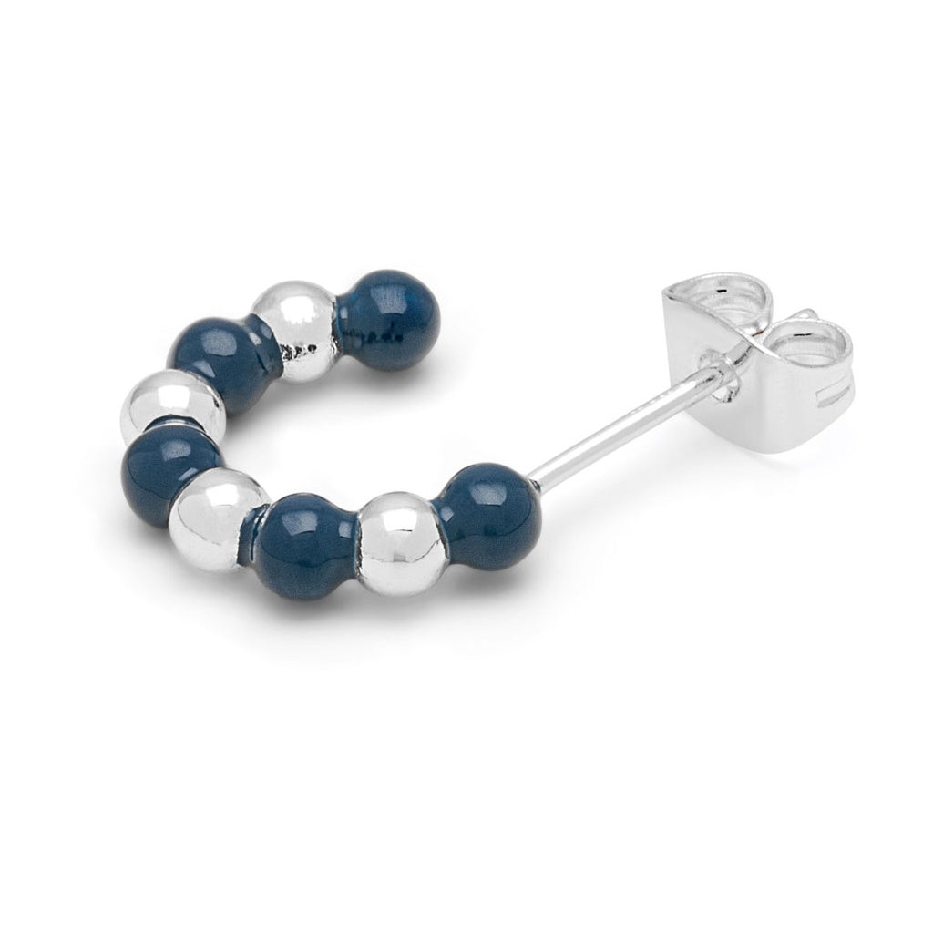 LULU Copenhagen Color Ball Beads Hoops paar Hoops Silver Plated/Retro Dark Blue