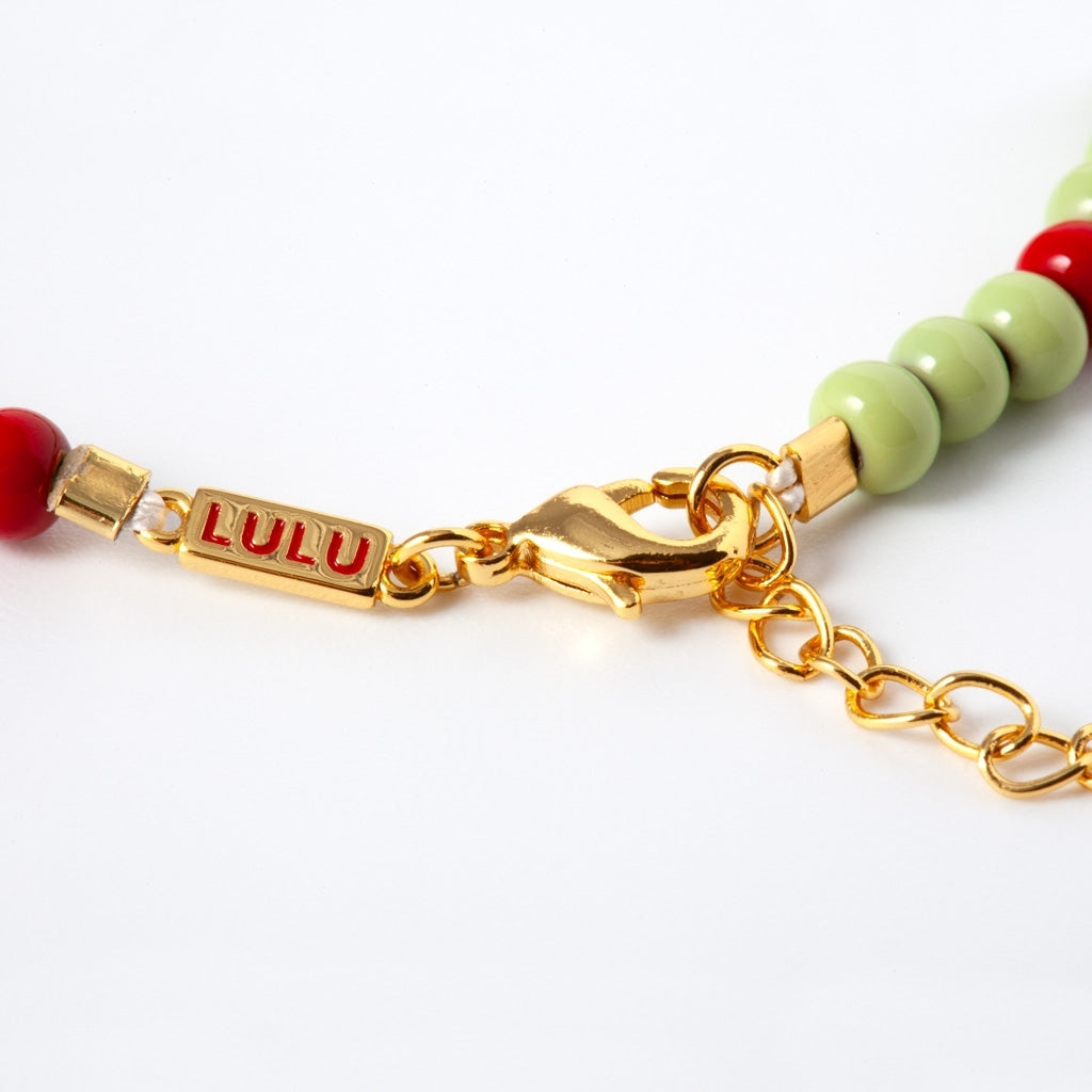 LULU Copenhagen Color Ball Armband Bracelets Silk Light Green/Passion Red