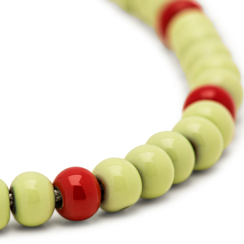 LULU Copenhagen Color Ball Armband Bracelets Silk Light Green/Passion Red