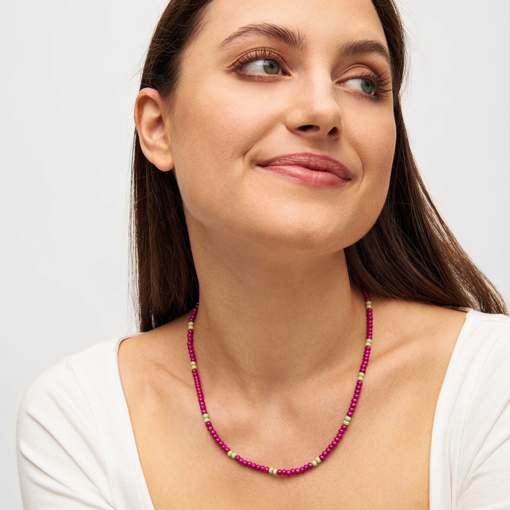 LULU Copenhagen Color Ball Halskette Necklaces Plum/Silk Light Green