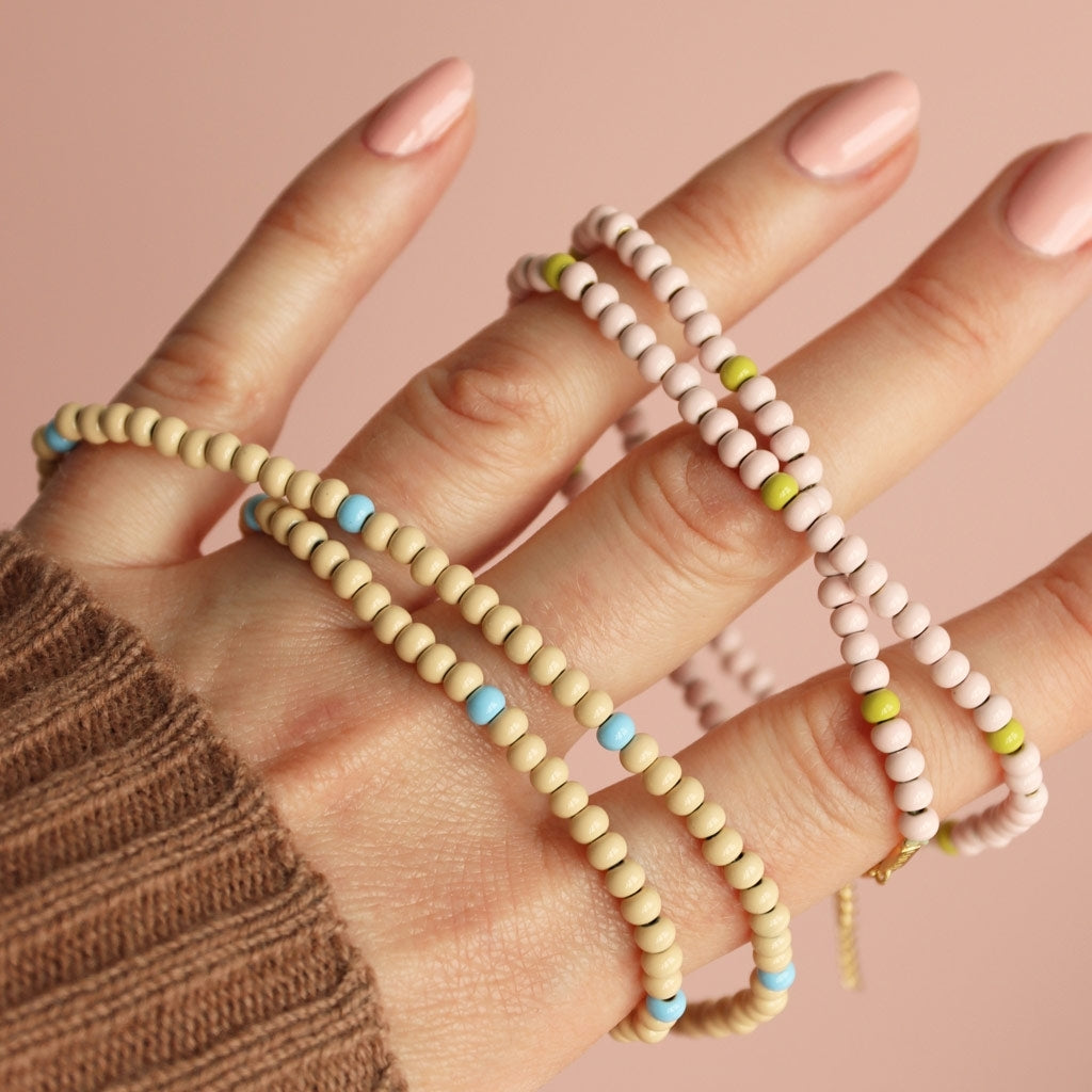LULU Copenhagen Color Ball Halskette kurze Necklaces Silke Light Pink/ Lime