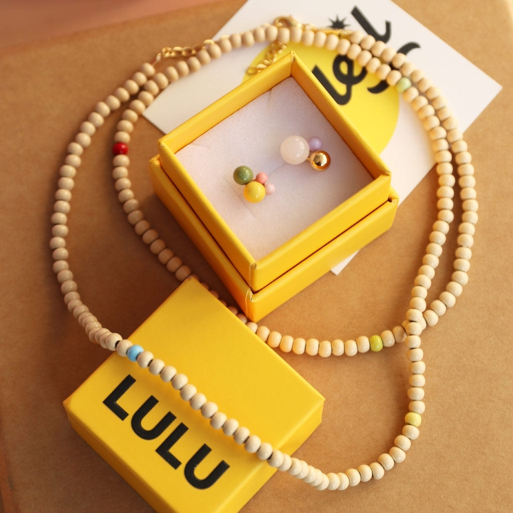LULU Copenhagen Color Ball Halskette lange Necklaces Buttercream/Multi