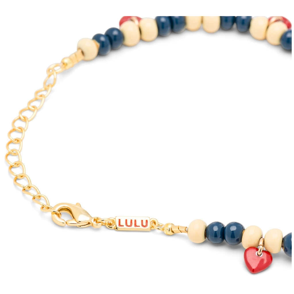 LULU Copenhagen Color Ball Heart Armband Bracelets Soft Yellow/Retro Dark Blue