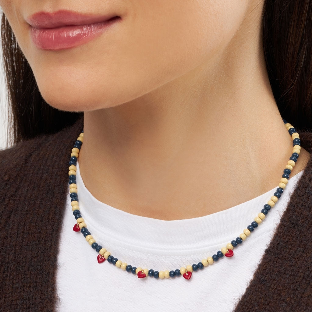 LULU Copenhagen Color Ball Heart Halskette Necklaces Soft Yellow/Retro Dark Blue