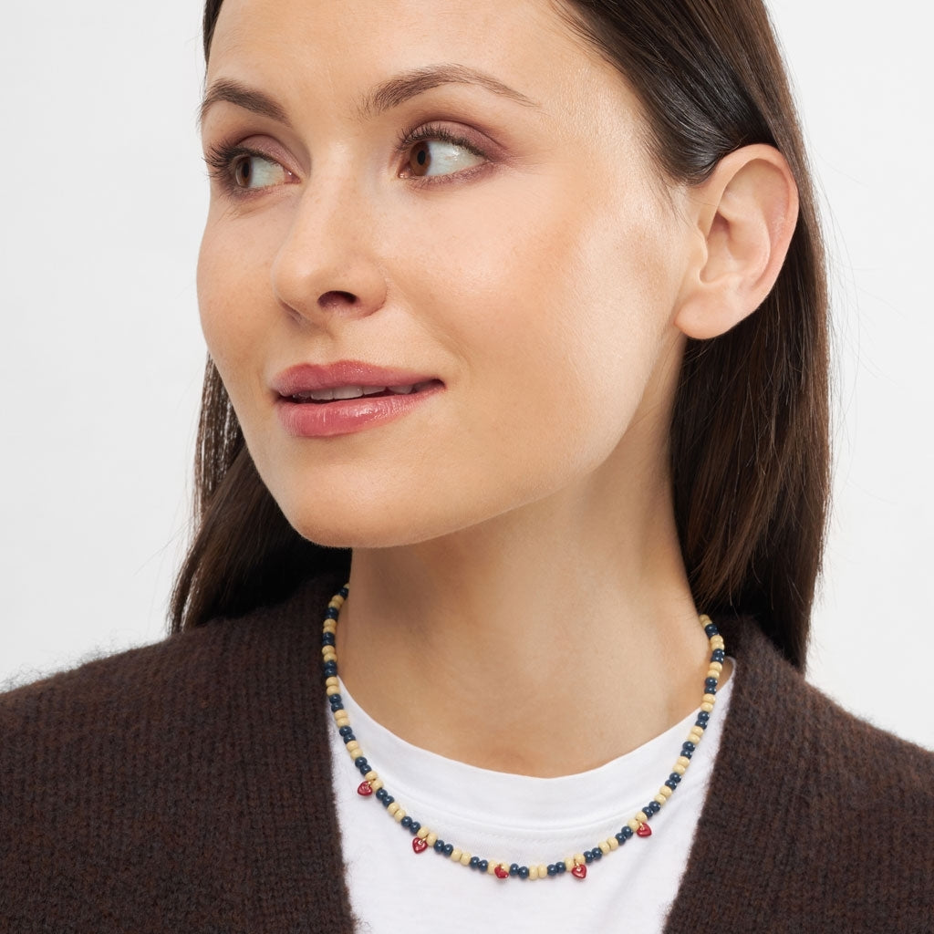 LULU Copenhagen Color Ball Heart Halskette Necklaces Soft Yellow/Retro Dark Blue