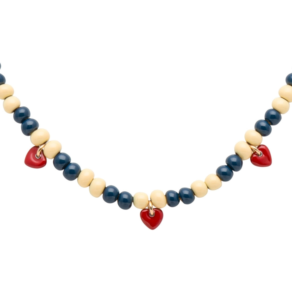 LULU Copenhagen Color Ball Heart Halskette Necklaces Soft Yellow/Retro Dark Blue