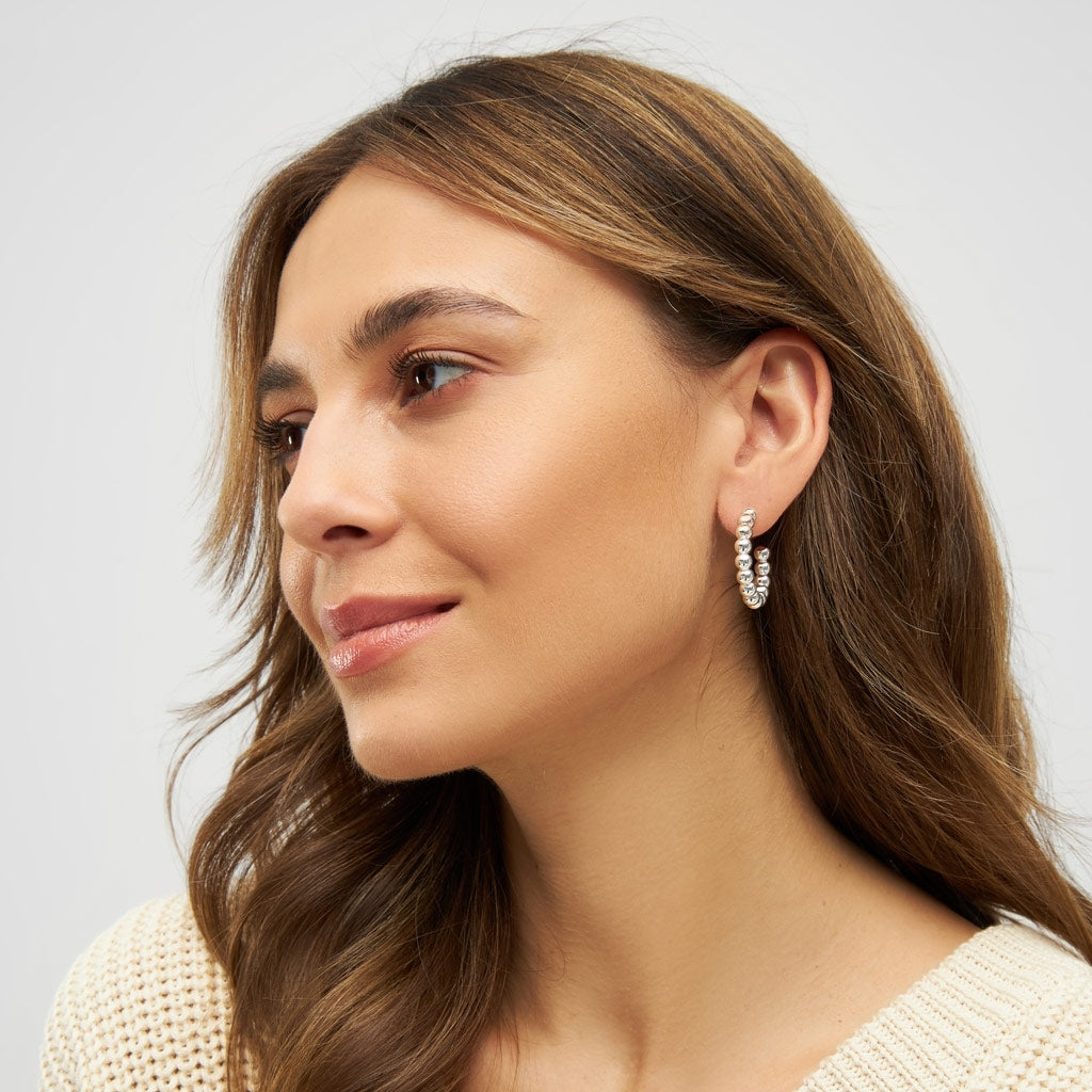 LULU Copenhagen Color Ball Hoops Large paar Hoops Silver Plated