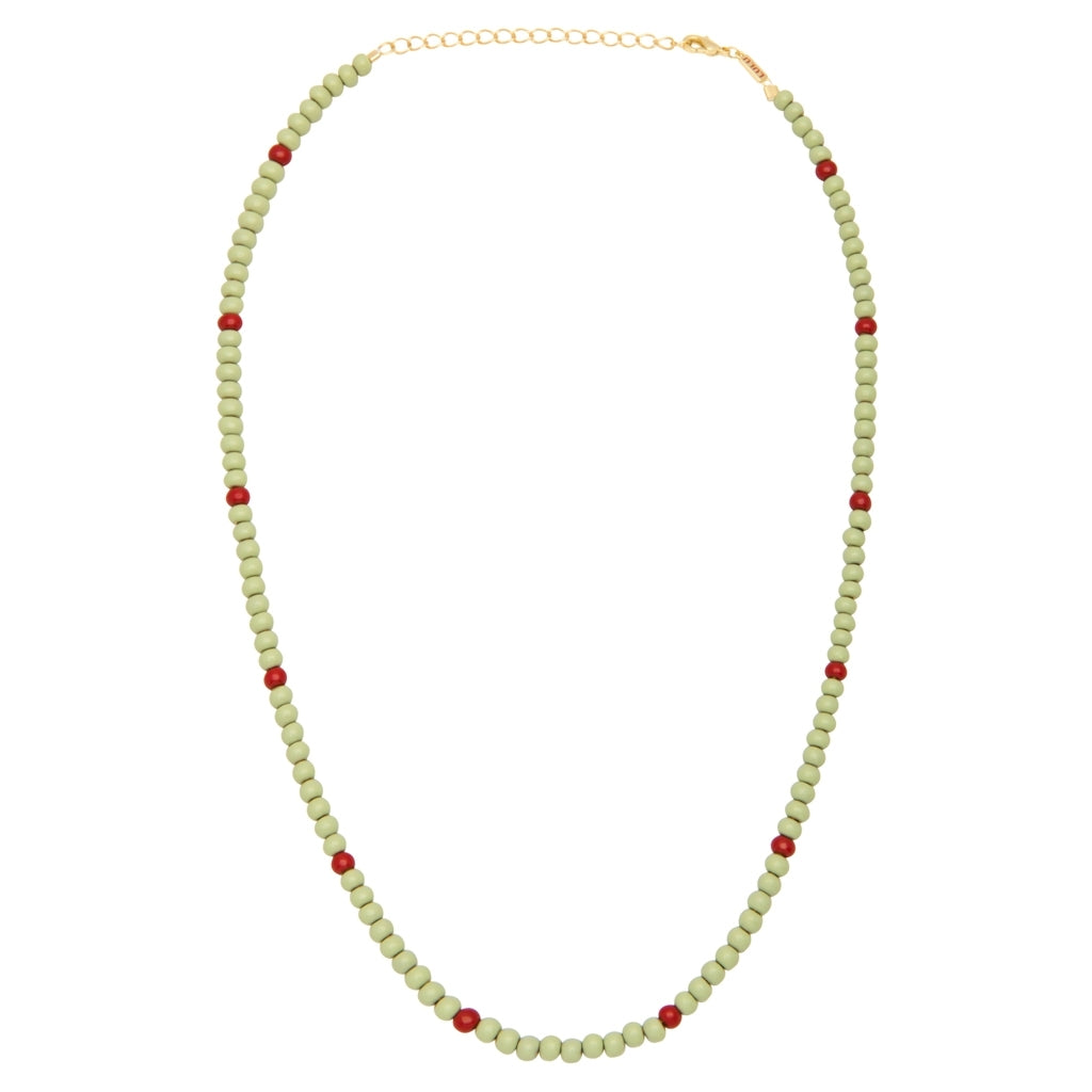 LULU Copenhagen Color Ball Halskette kurze Necklaces Silk Light Green/Passion Red